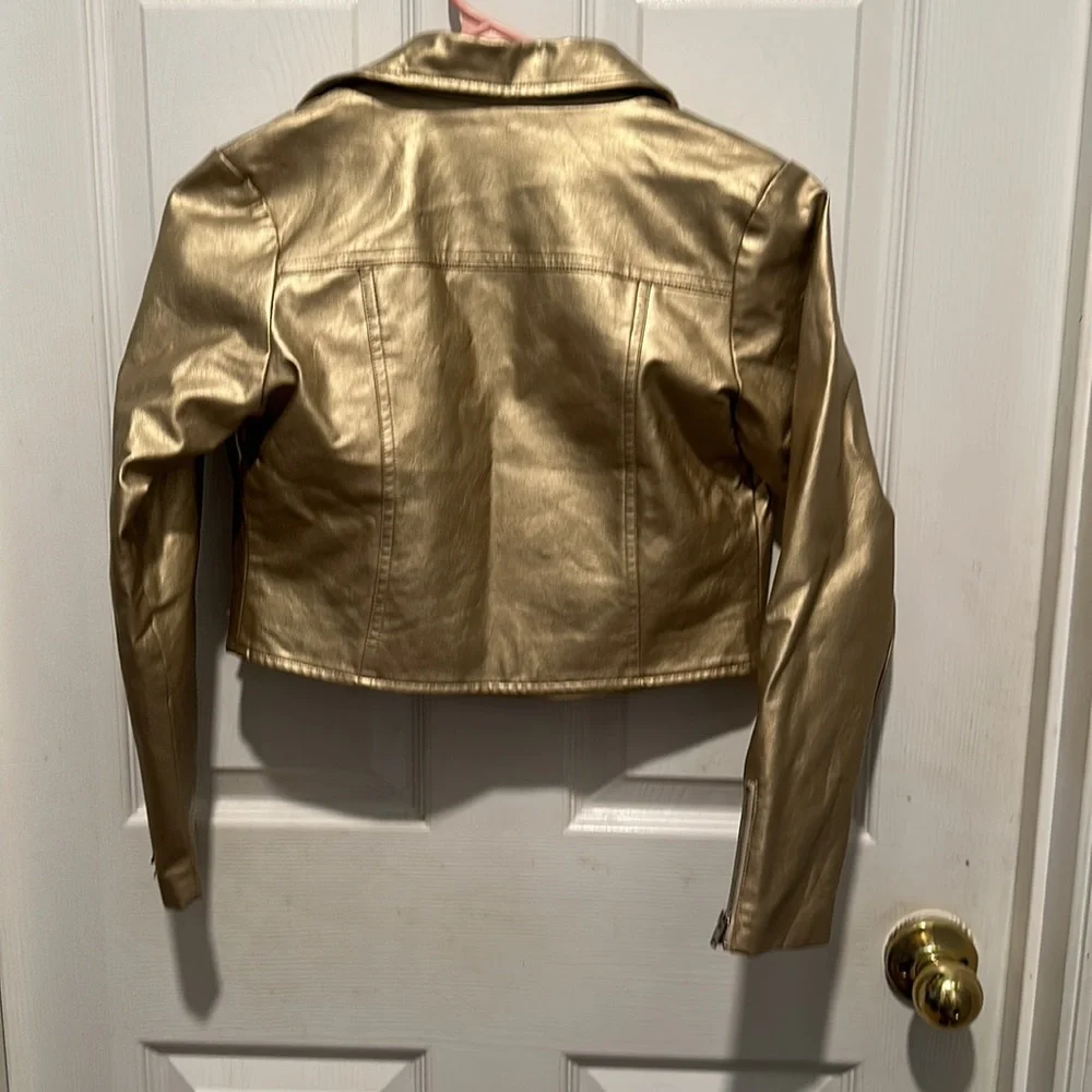 American Girl Gold faux leather Moto Jacket for Girls 10/12 medium